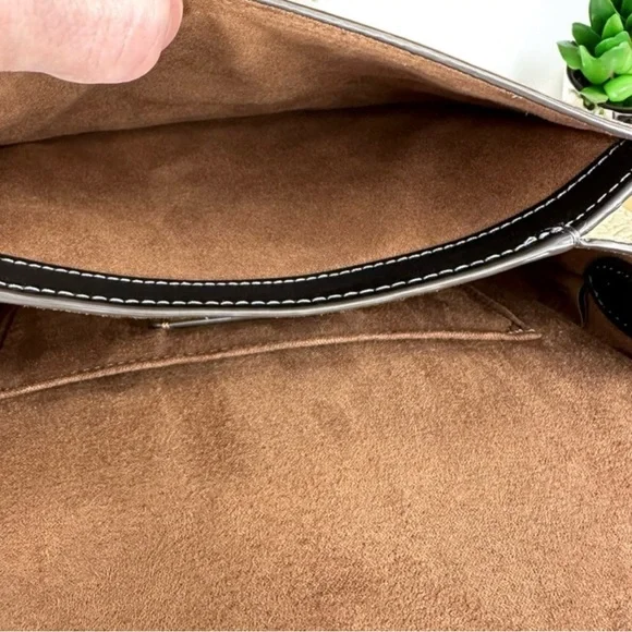 Coach Brown and Tan Crossbody Bag with Signature Monogram